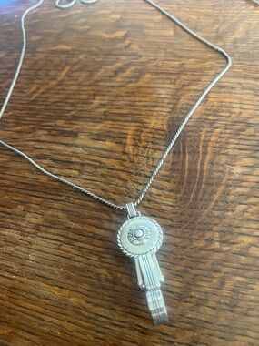Silver Round Medallion Pendant Necklace - Silver